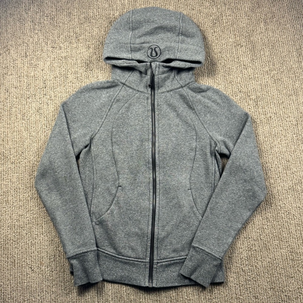 Lululemon Scuba Hoodie Full Zip Fleece Jacket womens 6 Grey Thumbholes LW4AFPS